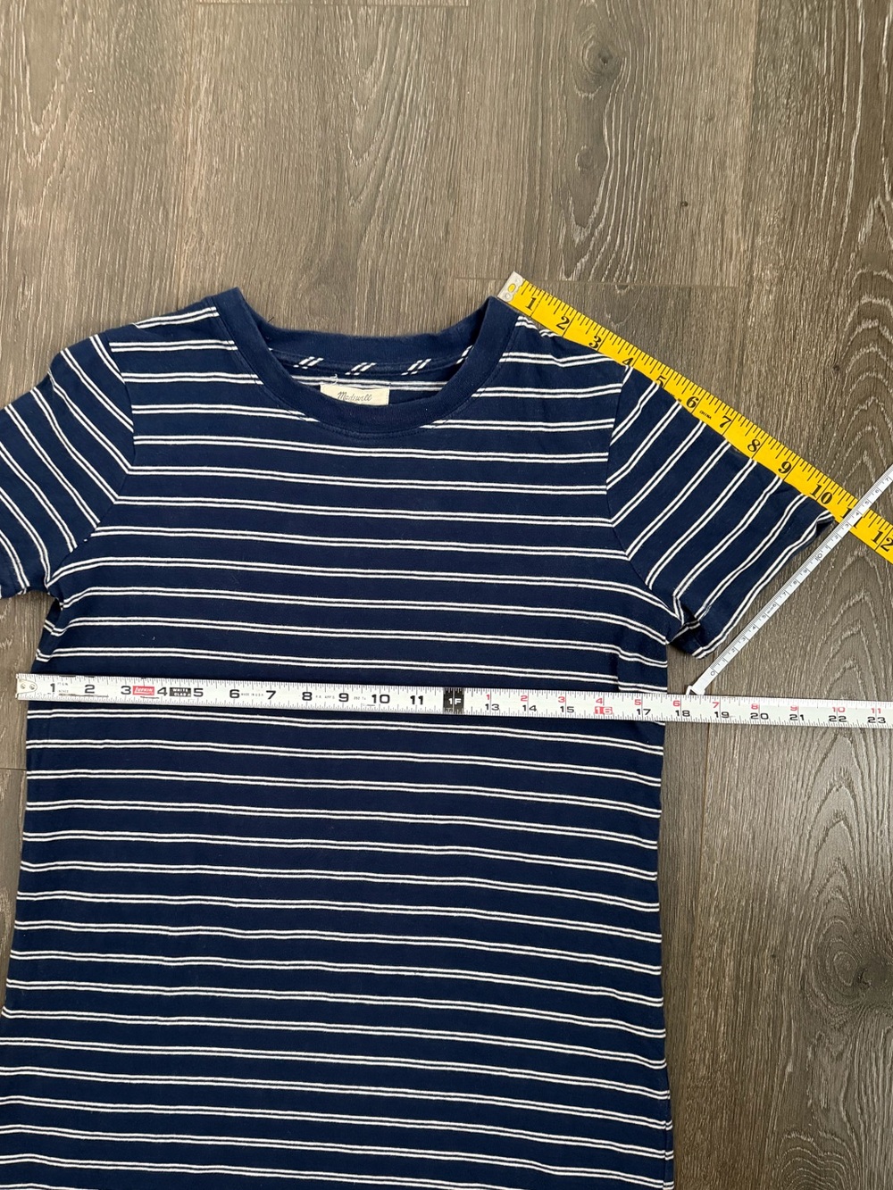 Madewell Navy and White Striped Short-Sleeve Mini Dress Women’s XS Nautical - Picture 5 of 6